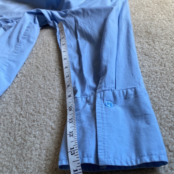 Duo Maternity baby blue lace up/tie back button down shirt M - Picture 12 of 17